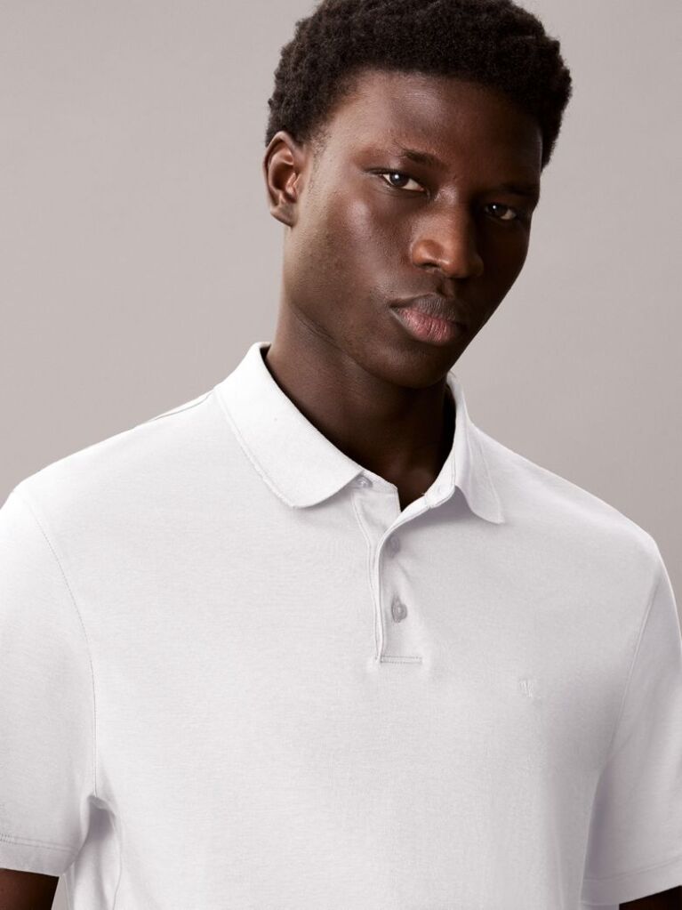 White Pima Cotton Polo Shirt  Men