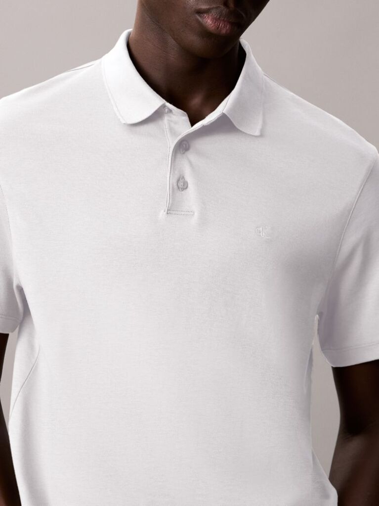 White Pima Cotton Polo Shirt  Men