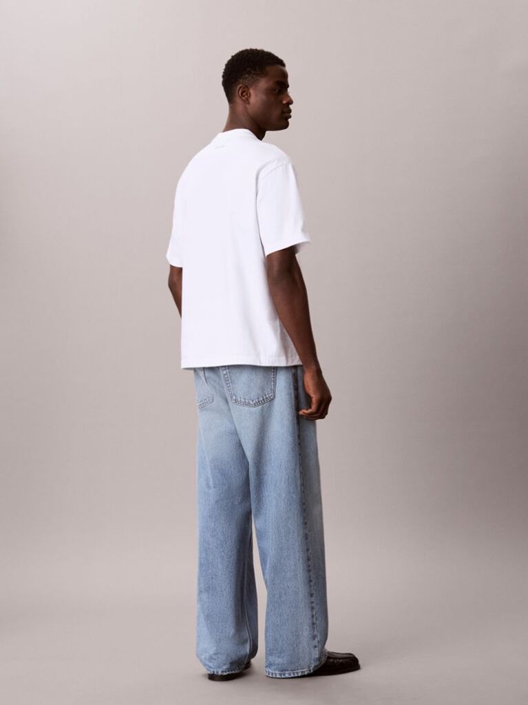 White Relaxed Cotton Stripe Jumper  Men