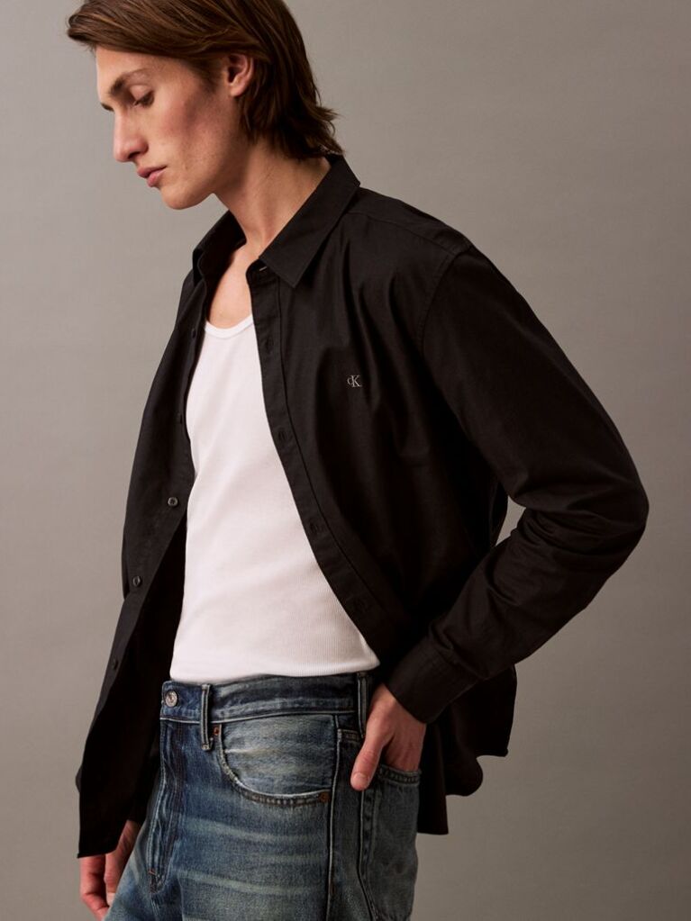 Black Solid Classic Oxford Button-Down Shirt  Men