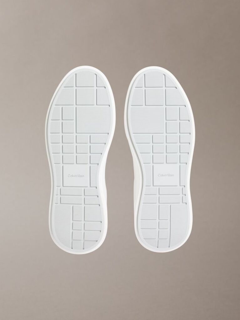 White Leather Silver Tab Chunky Trainers  Women