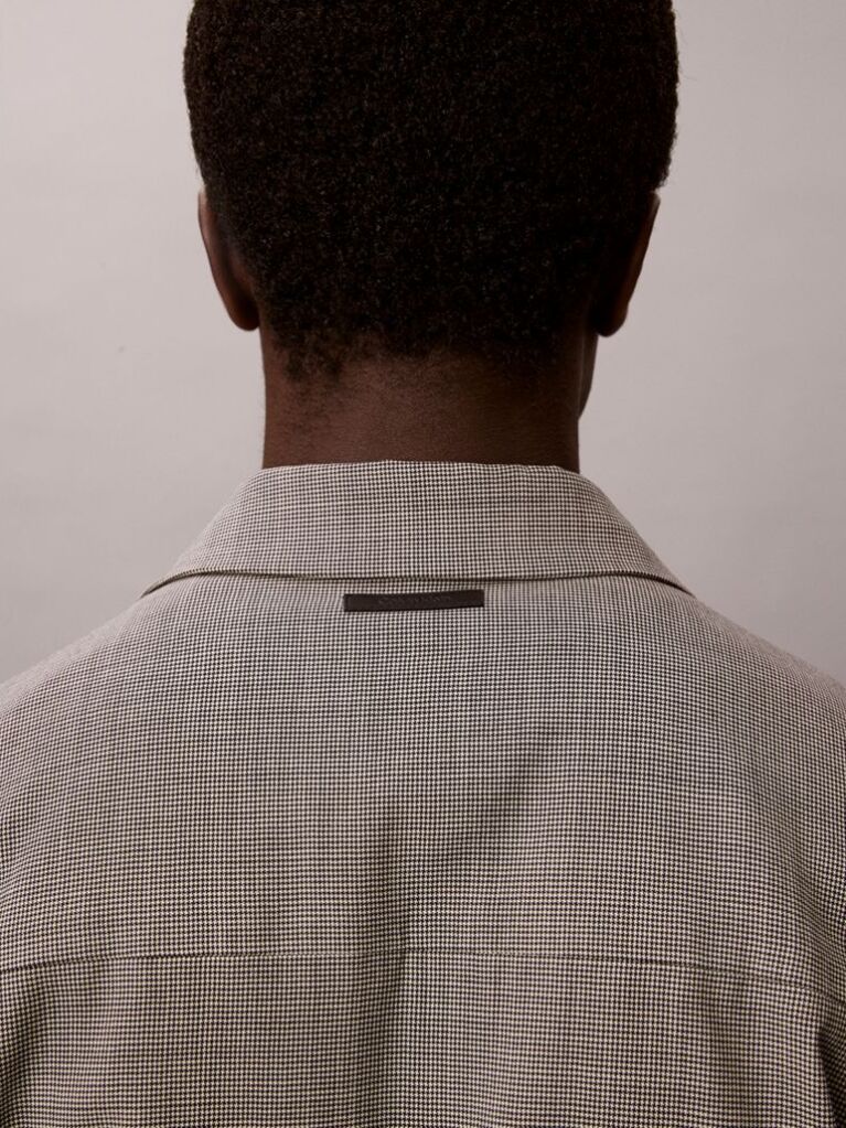 Λευκό Μάλλινο Blouson Jacket Με Houndstooth Σχέδιο  Άνδρας