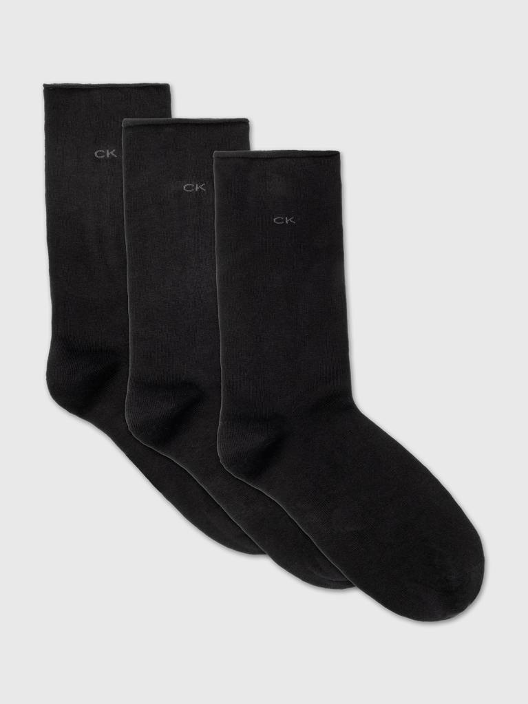 Black Women Socks 3P Roll Top  Women