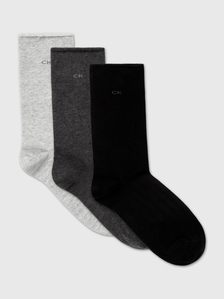 Grey Women Socks 3P Roll Top  Women