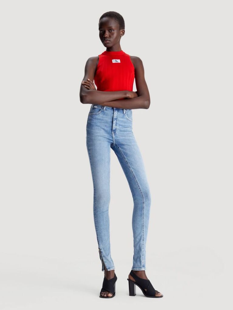 Denim Ψηλόμεσο Skinny Τζιν Με Φερμουάρ Στον Αστράγαλο  Γυναίκα