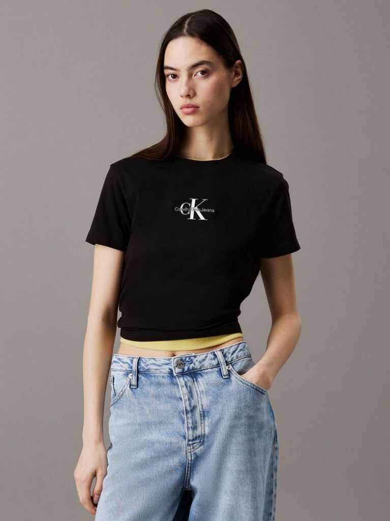 Black Cropped Monogram T-shirt  Women