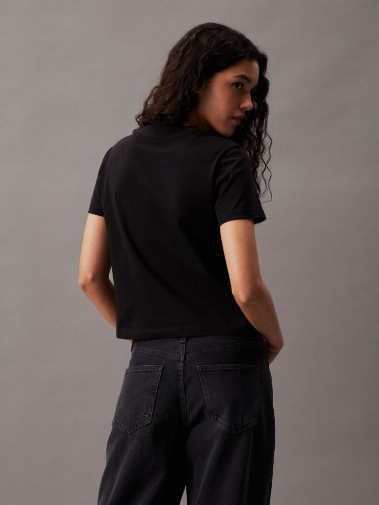 Black Cropped Monogram T-shirt  Women