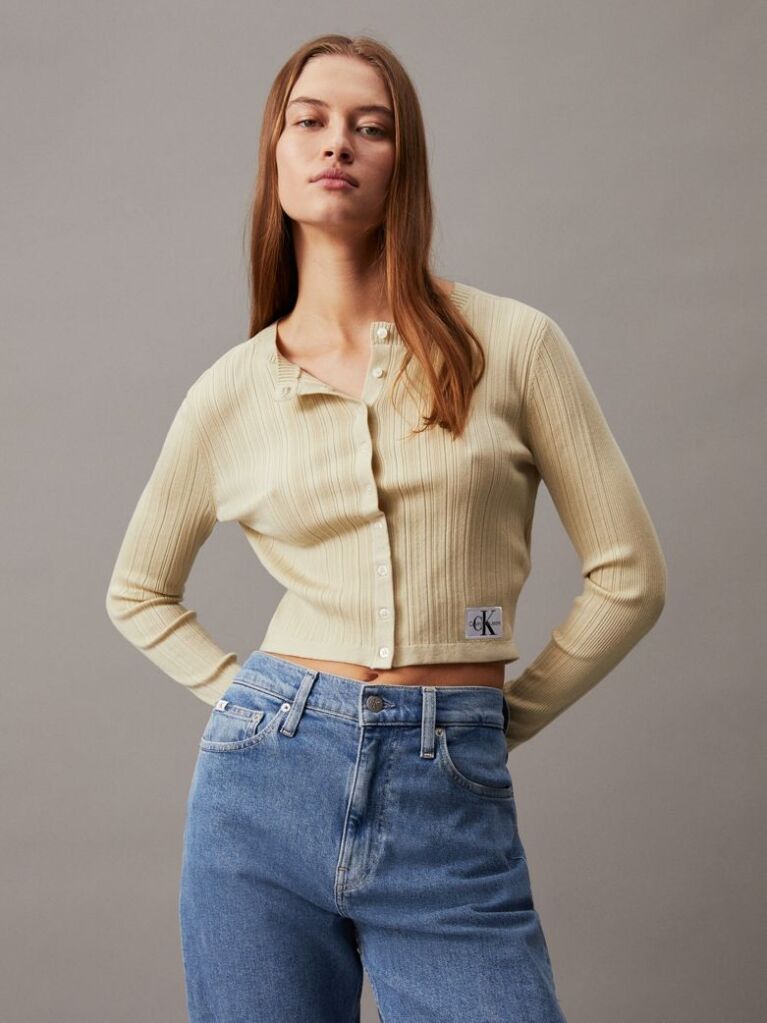 Πράσινο Ριμπ Ζακέτα  Γυναίκα