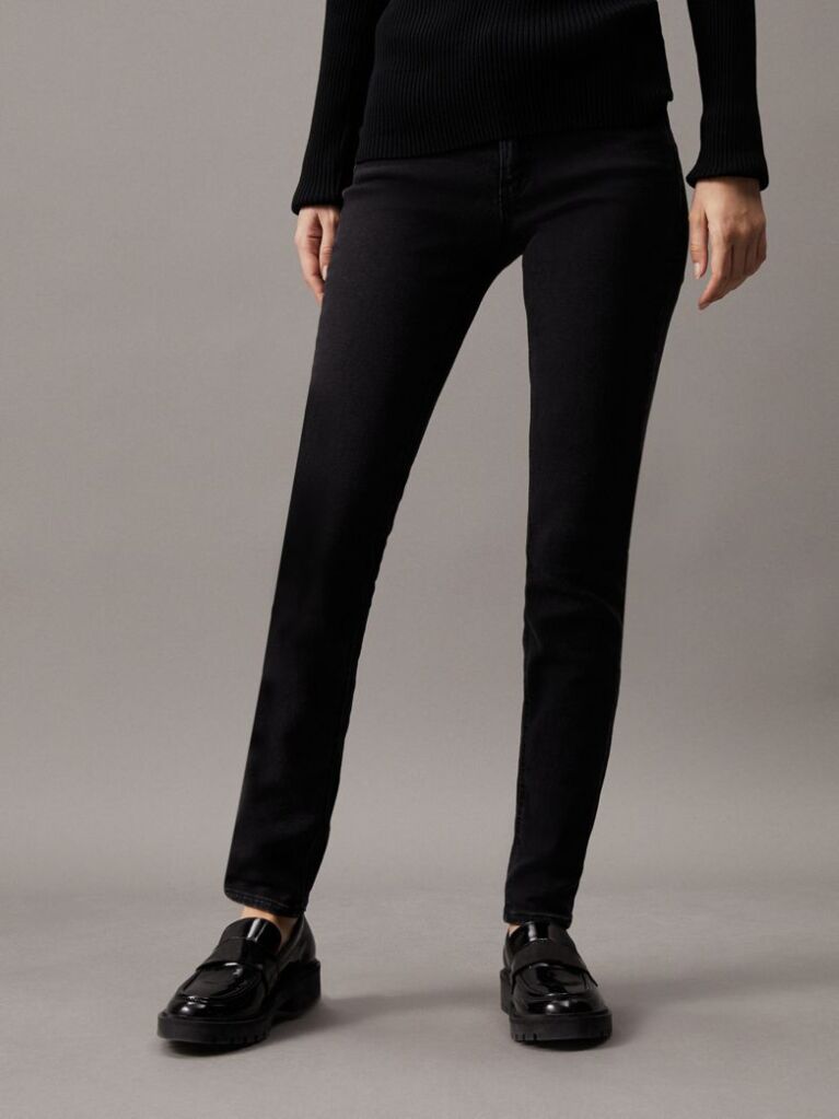 Black Mid Rise Skinny Jeans  Women