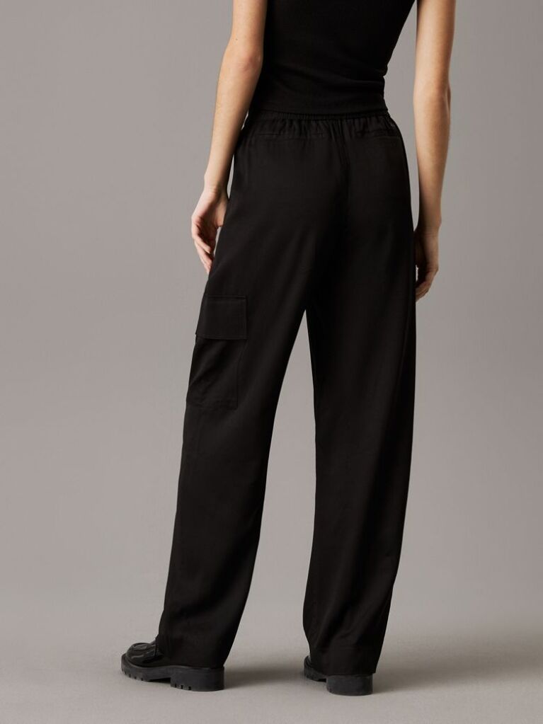 Black Satin Utility Cargo Pants  Women