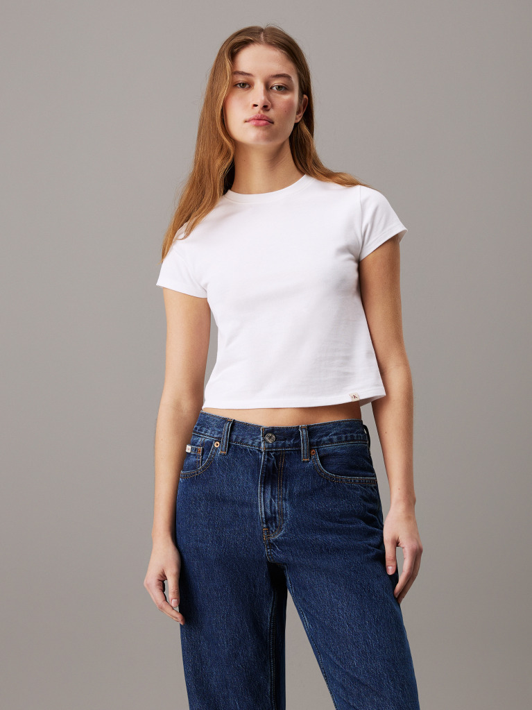 White Slim Cropped T-shirt  Women