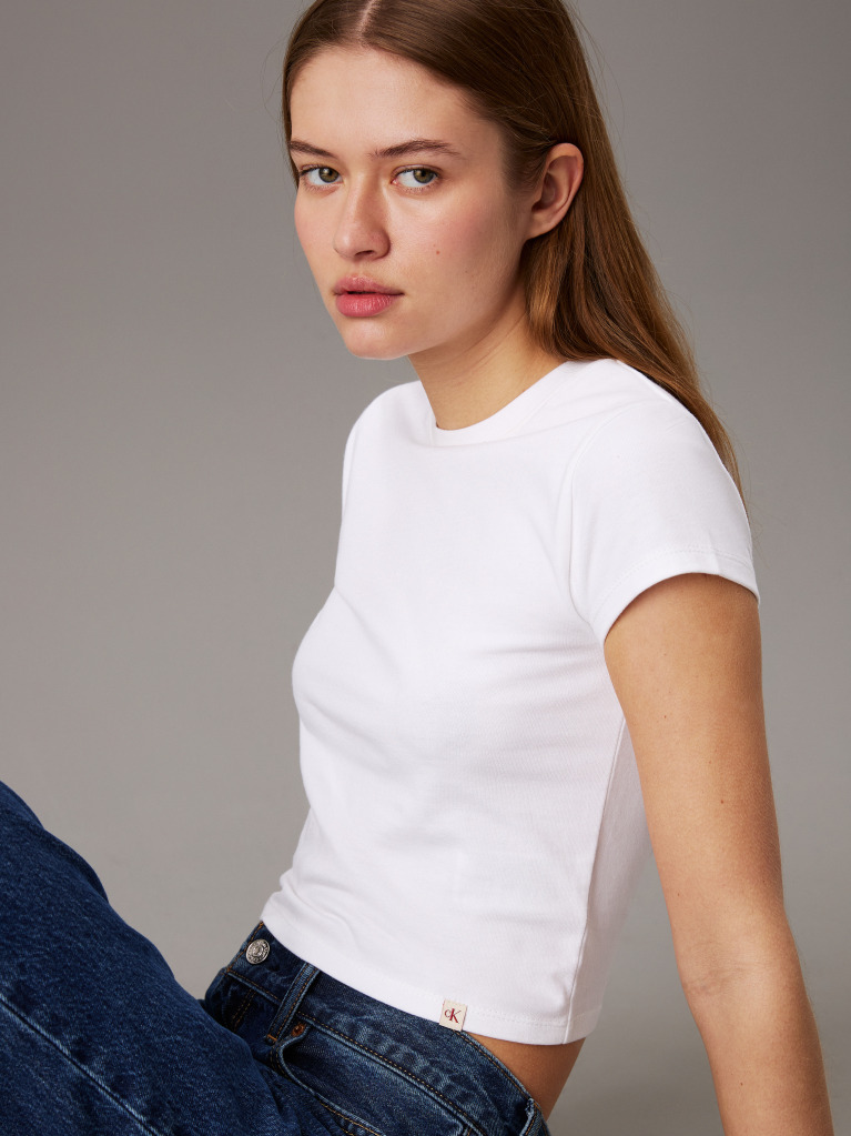 White Slim Cropped T-shirt  Women