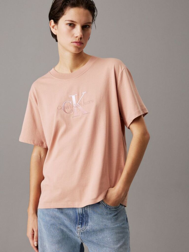 Πορτοκαλί T-shirt Με Λογότυπο Σε Άνετη Γραμμή  Γυναίκα