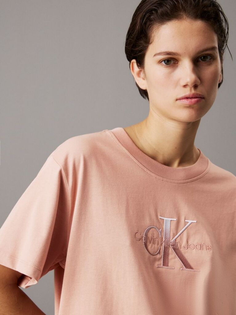Πορτοκαλί T-shirt Με Λογότυπο Σε Άνετη Γραμμή  Γυναίκα