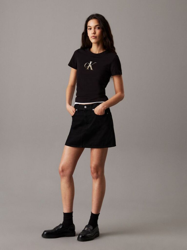 Black Slim Monogram T-shirt  Women