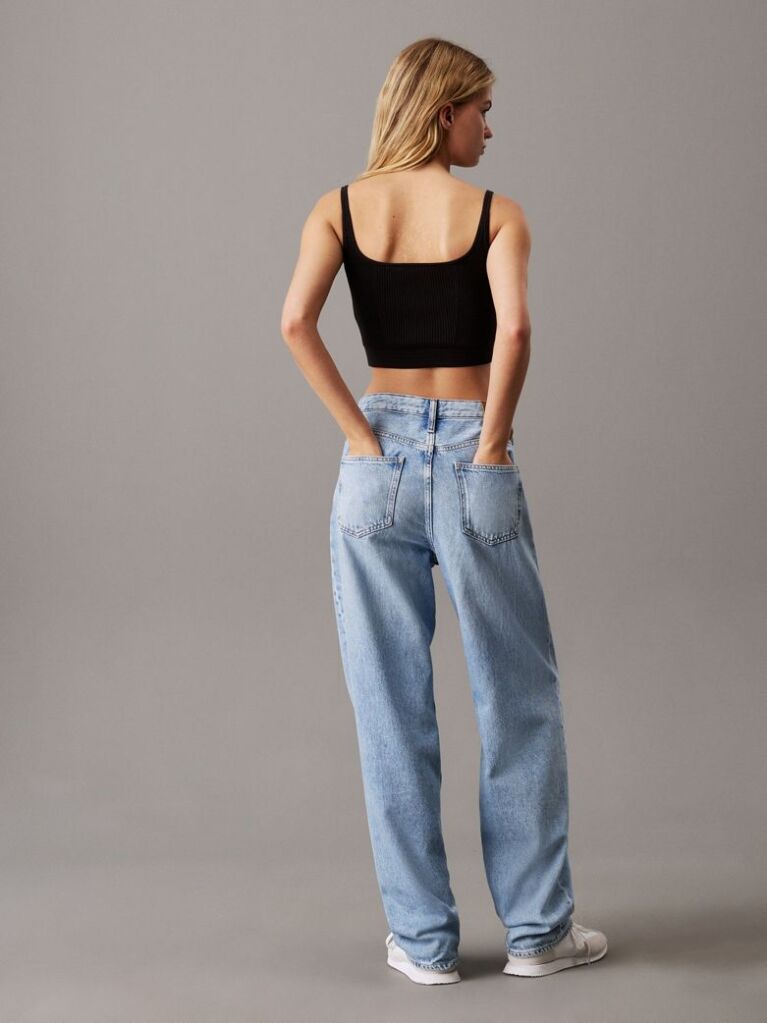 Μαύρο Ριμπ Βαμβακερό Bralette Τοπ  Γυναίκα