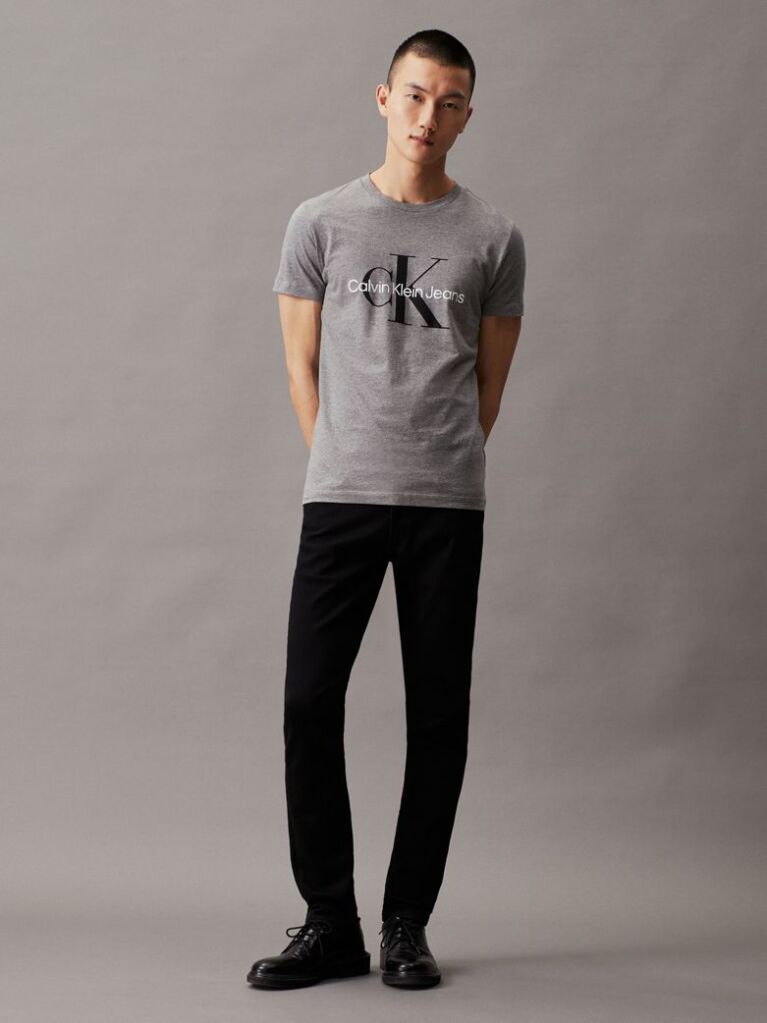 Grey Monogram Slim T-Shirt  Men