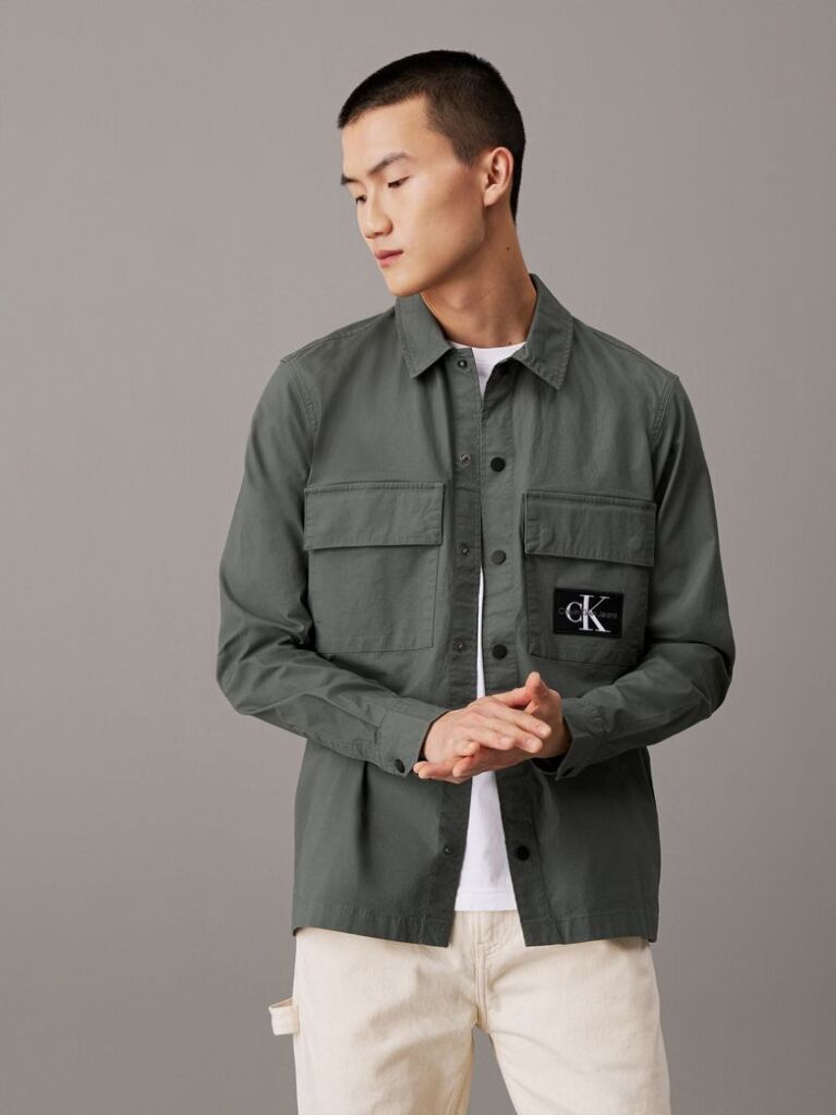 Grey Relaxed Utility Shirt Jacket  Men