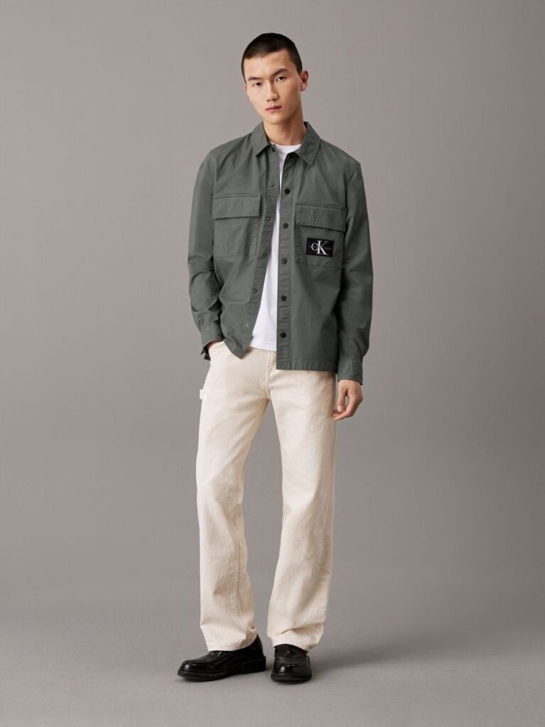 Grey Relaxed Utility Shirt Jacket  Men