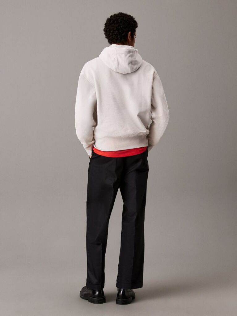 Beige Cotton Terry Hoodie  Men