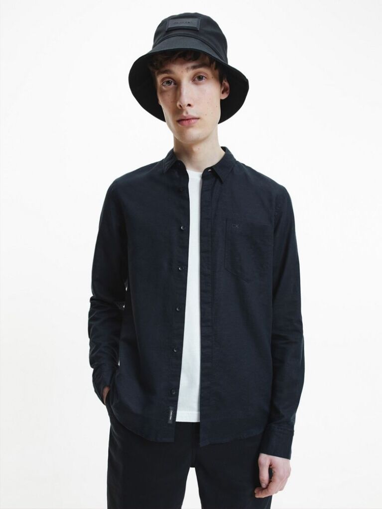 Black Linen Cotton Shirt  Men