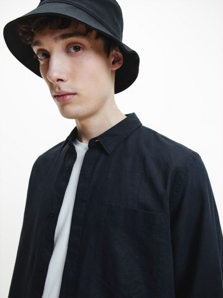 Black Linen Cotton Shirt  Men