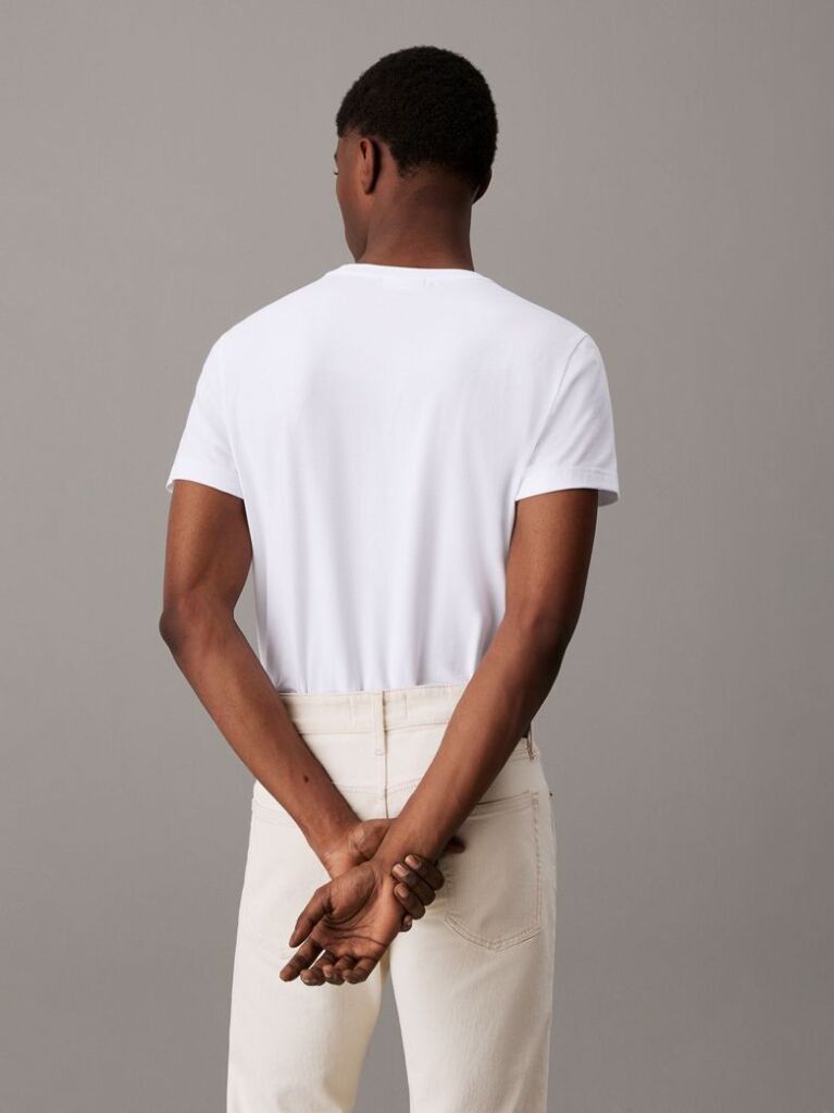 White Slim Cotton Stretch T-shirt  Men