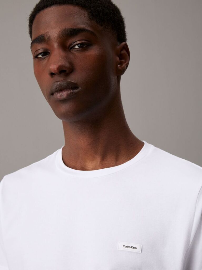 White Slim Cotton Stretch T-shirt  Men