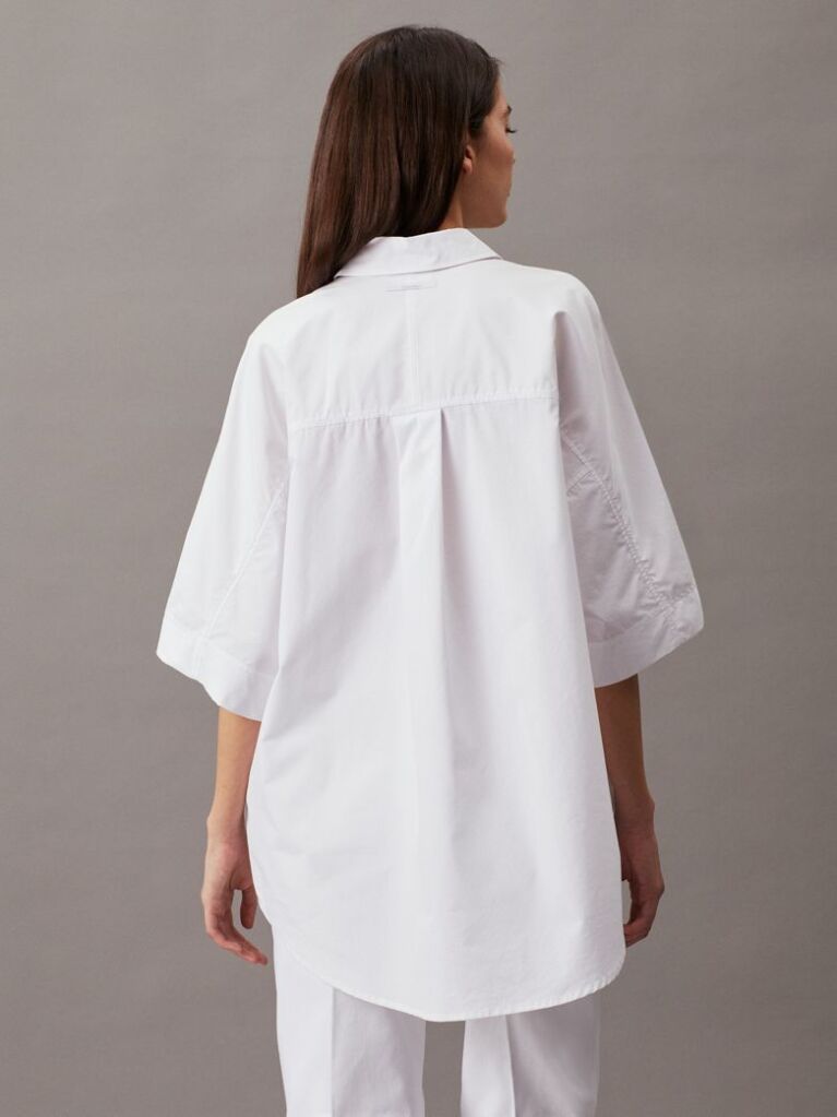 Λευκό Oversized Πουκάμισο Από Ποπλίνα  Γυναίκα