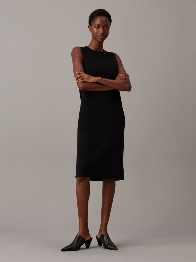 Black Slim Wool Shift Dress  Women