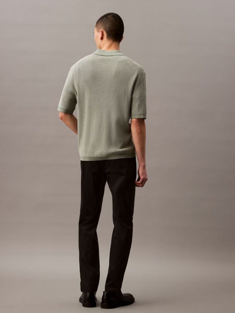 Black Slim Stretch Cotton Chino Trousers  Men