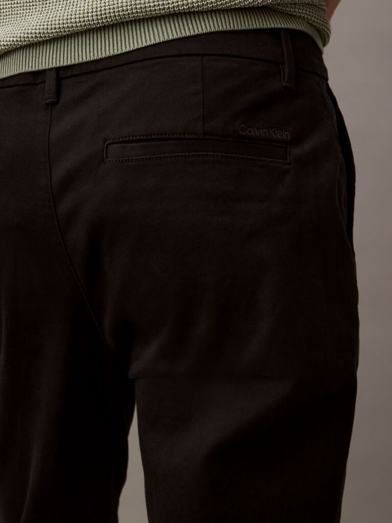 Black Slim Stretch Cotton Chino Trousers  Men
