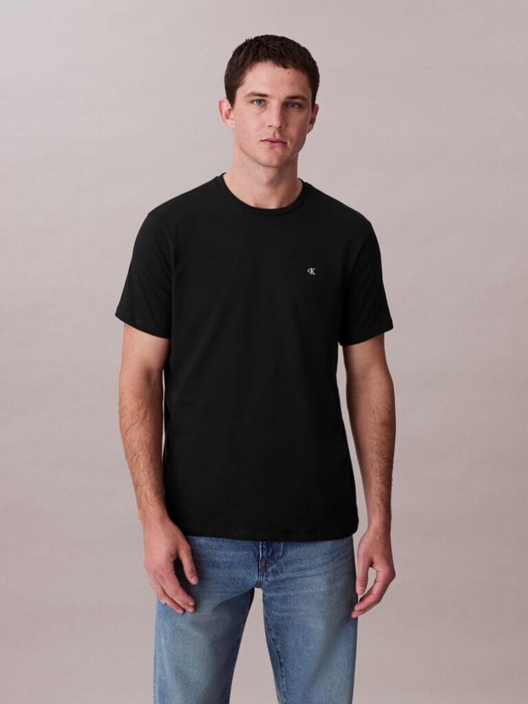 Μαύρο T-Shirt Με Κανονική Λαιμόκοψη  Άνδρας