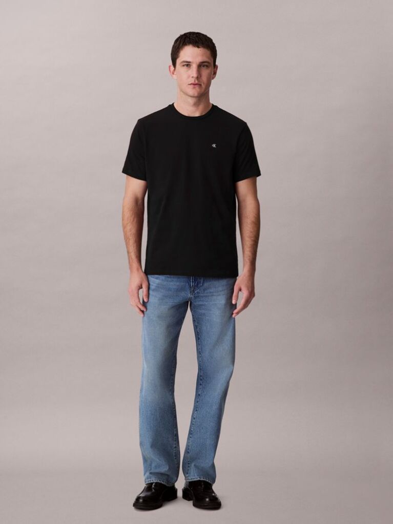 Μαύρο T-Shirt Με Κανονική Λαιμόκοψη  Άνδρας