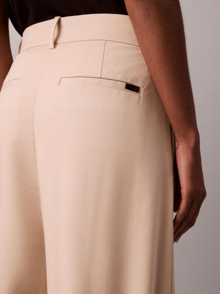 Khaki Wide Leg Chino Trousers  Women