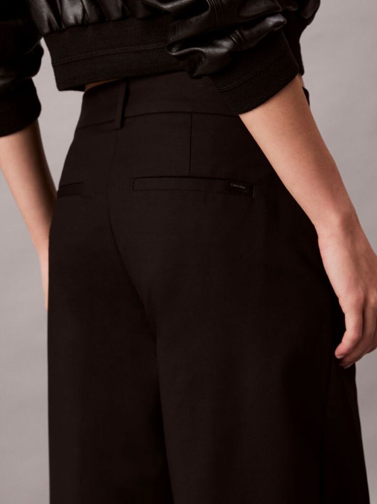 Black Wide Leg Chino Trousers  Women