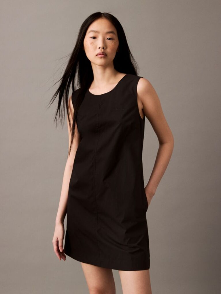 Black Sleeveless Cotton Poplin Mini Dress  Women