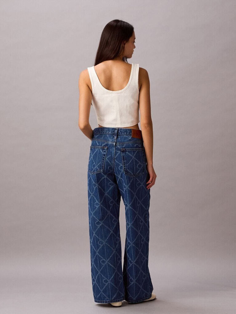 Denim Baggy Χαμηλόμεσο Τζιν Με Μονόγραμμα Παντού  Γυναίκα