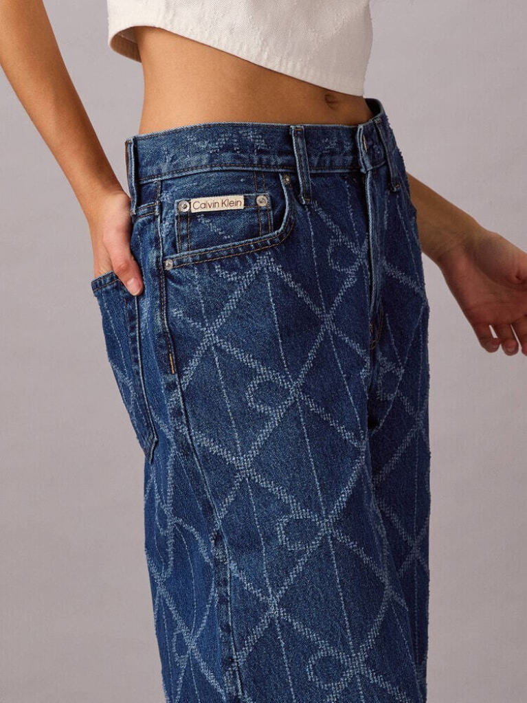 Denim Baggy Χαμηλόμεσο Τζιν Με Μονόγραμμα Παντού  Γυναίκα