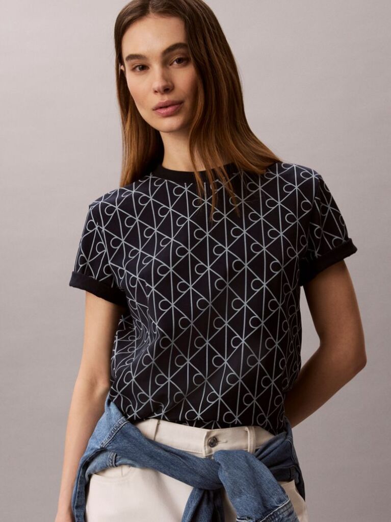 Μπλε T-Shirt Με Print Εμβλήματος Και Στρογγυλή Λαιμόκοψη  Γυναίκα