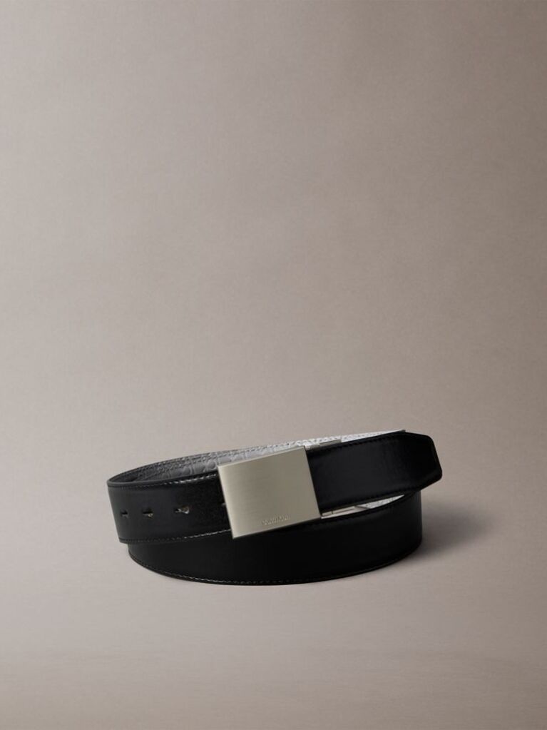 Multi Reversible Leather Plaque Buckle Belt  Men