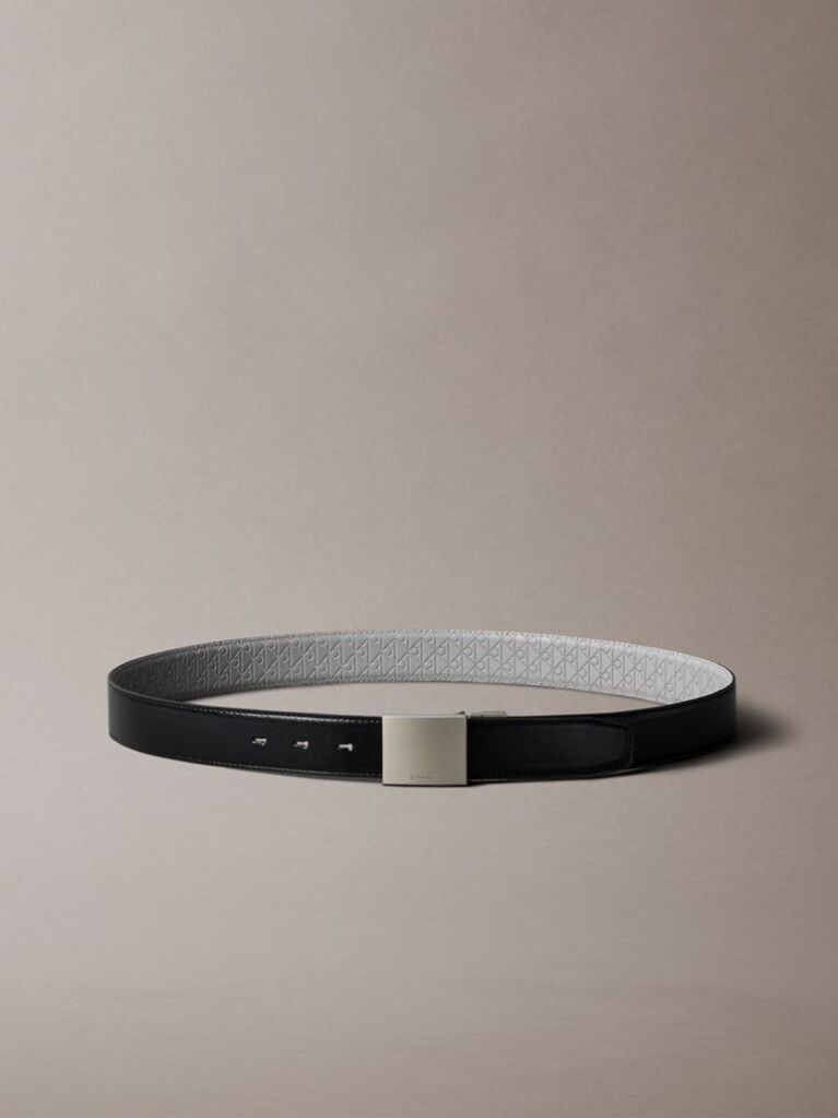 Multi Reversible Leather Plaque Buckle Belt  Men