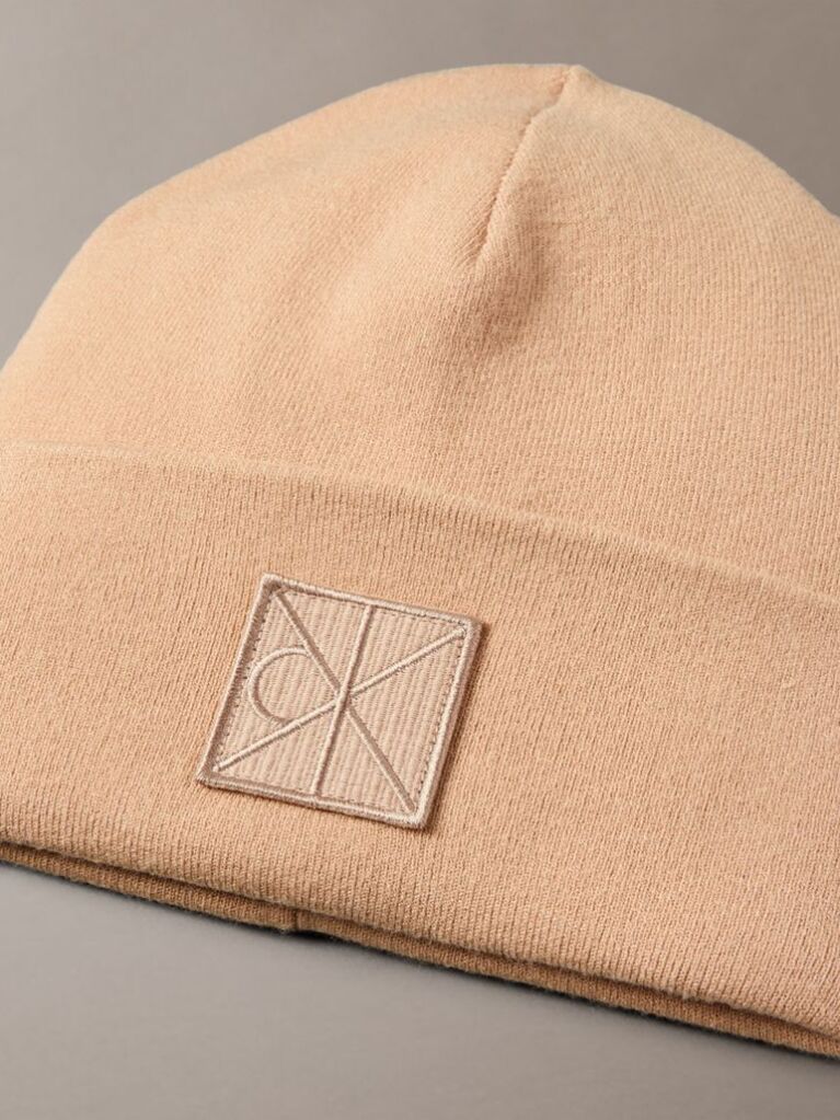 Brown Emblem Logo Beanie  Men