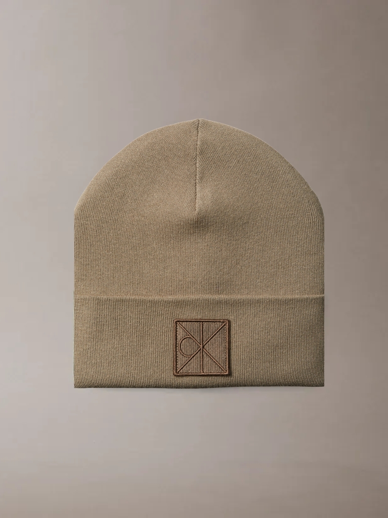 Brown Emblem Logo Beanie  Men