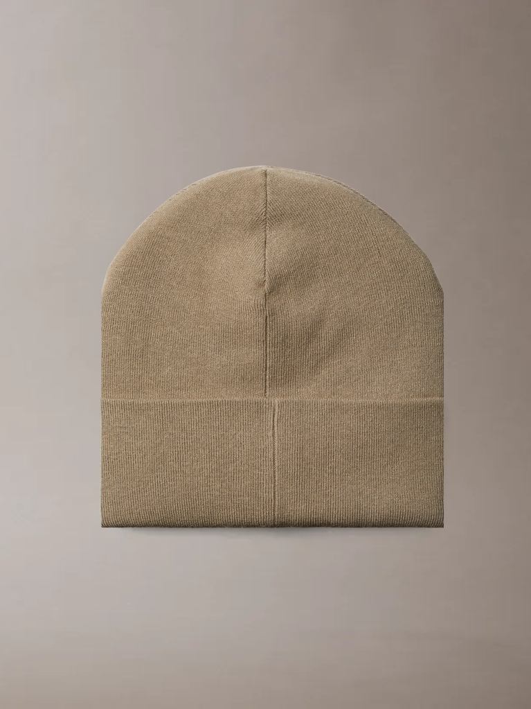 Brown Emblem Logo Beanie  Men