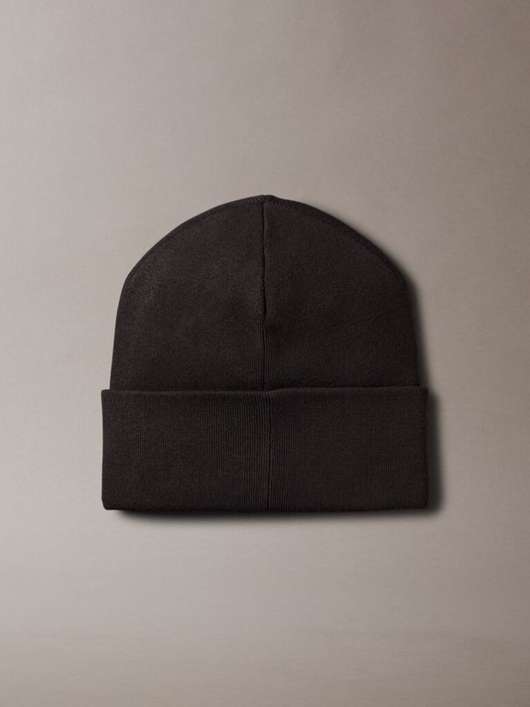 Black Emblem Logo Beanie  Men