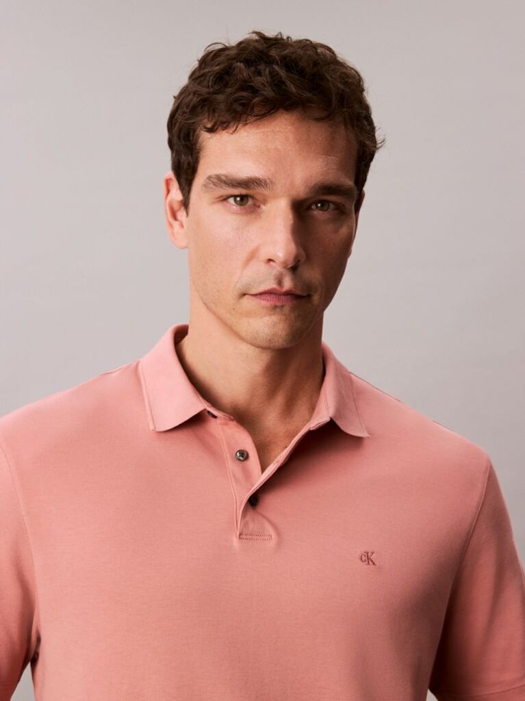Pink Pima Cotton Polo Shirt  Men