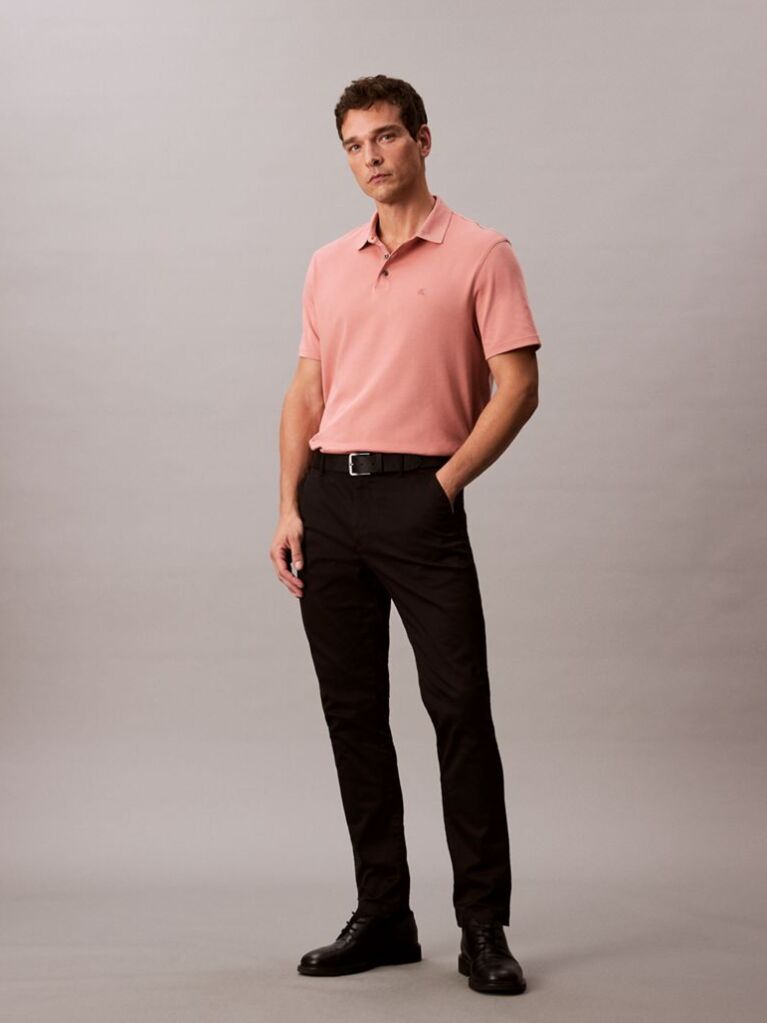 Pink Pima Cotton Polo Shirt  Men