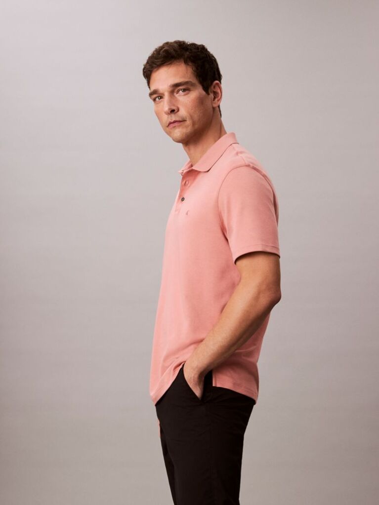 Pink Pima Cotton Polo Shirt  Men