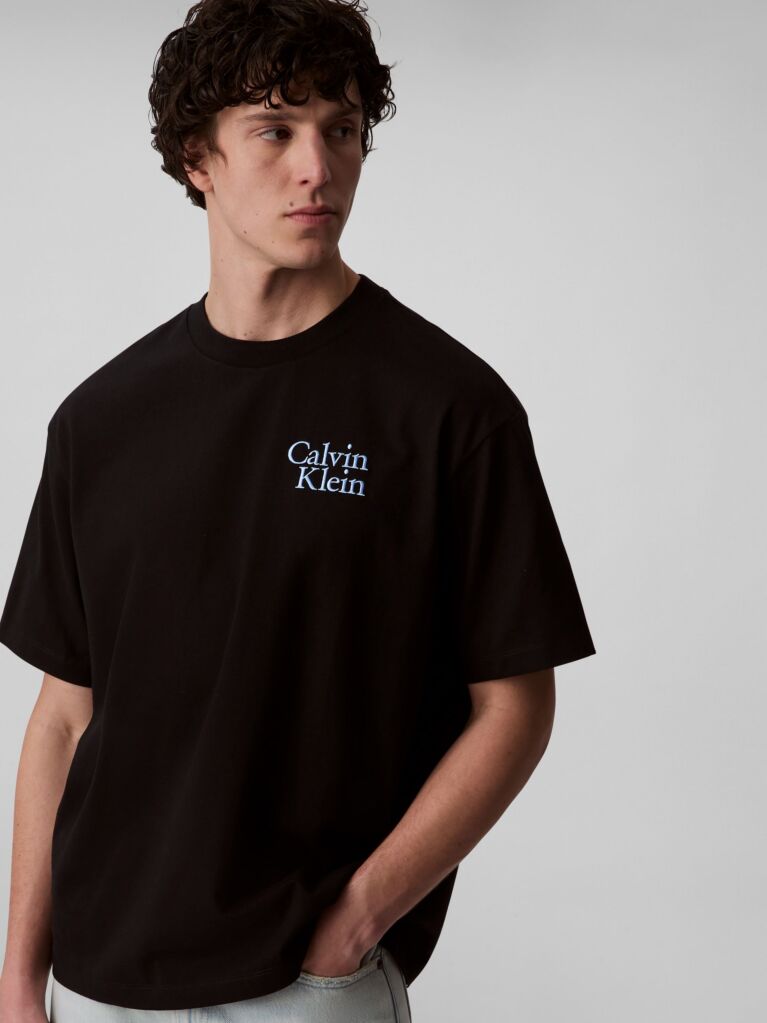 Black Script Logo Graphic Relaxed T-Shirt  Men